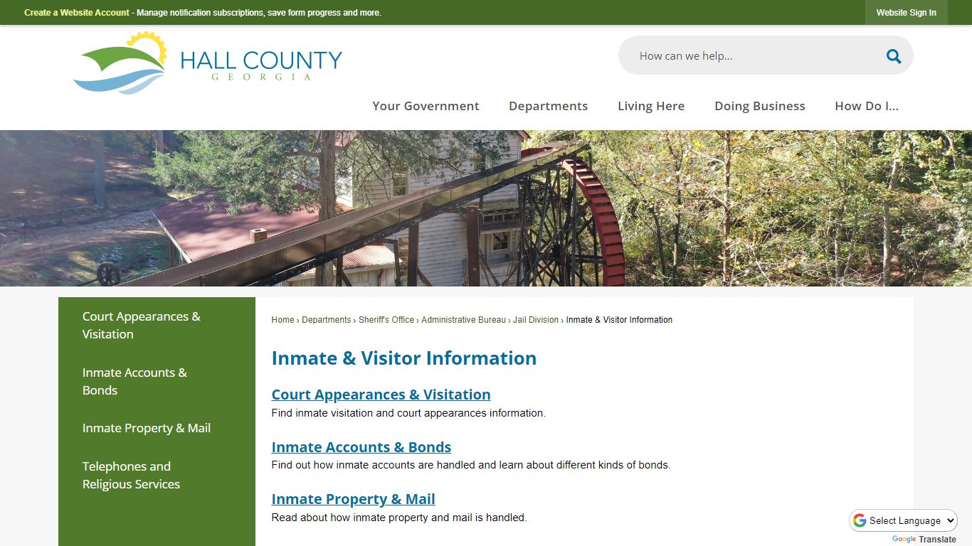 Inmate & Visitor Information | Hall County, GA - Official Website